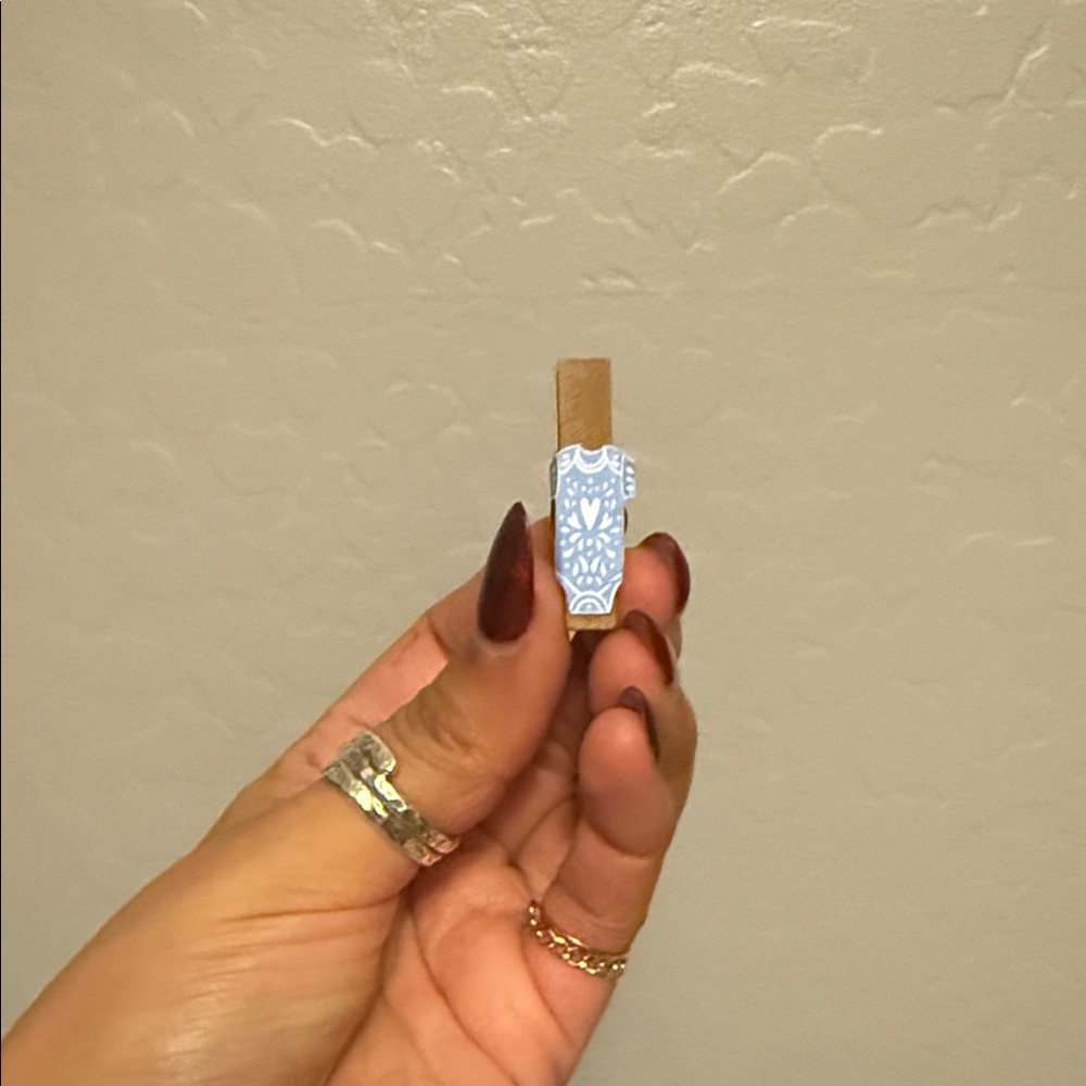 Blue and Tan Patterned clothes pins